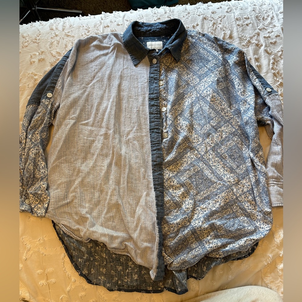 american eagle oversized denim flannel, XS